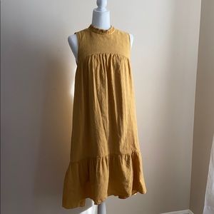 English factory yellow tiered ruffle midi dress